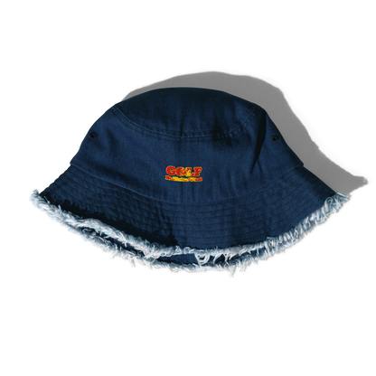 [fire shot] Distressed denim bucket hat