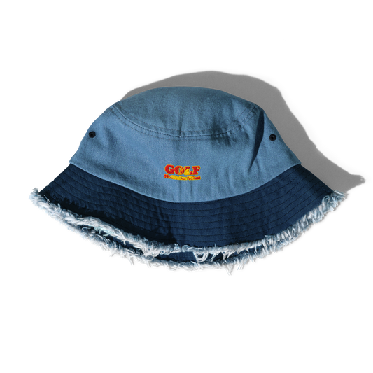 [fire shot] Distressed denim bucket hat