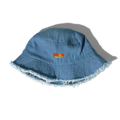 [fire shot] Distressed denim bucket hat